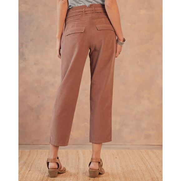 Sundance Emily Softest Corduroy Crop Pants Tie Coral Casual Relax Sz 16 - Picture 5 of 12